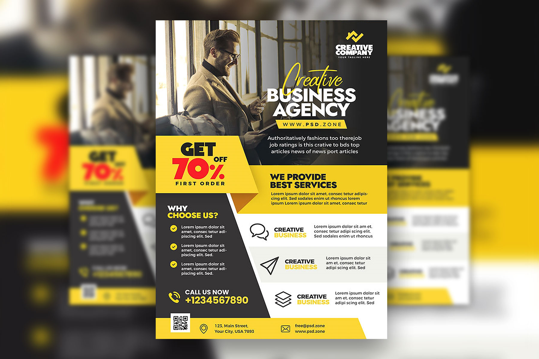 Clean Modern Corporate Business Flyer Template FREE PSD