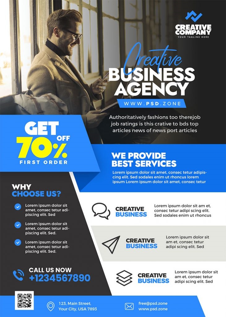 Clean Modern Corporate Business Flyer Template FREE PSD