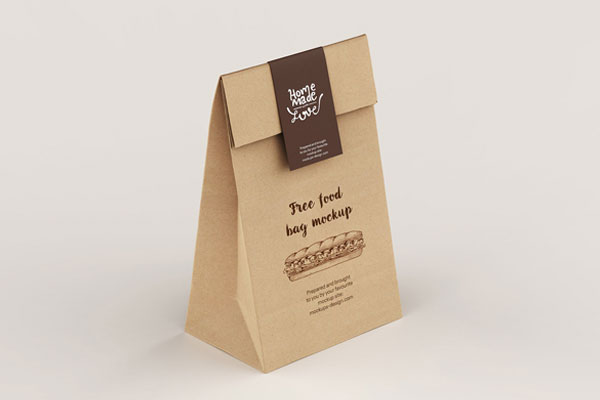 Front Scene of Brown Paper Bag Packaging Mockup (FREE) - Resource Boy