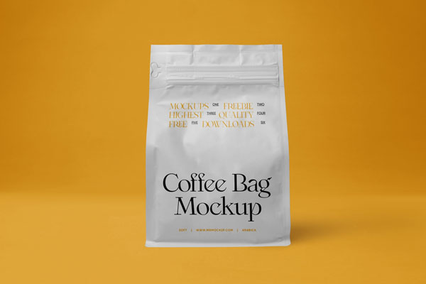 Front View of a Coffee Bag Mockup FREE PSD