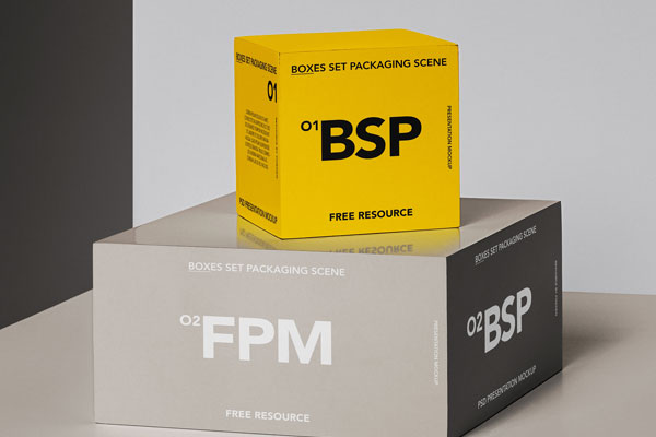Front View of a Realistic Boxes Mockup FREE PSD