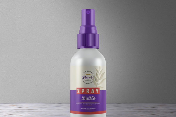 Front View of Cosmetic Plastic Spray Bottle Mockup FREE PSD