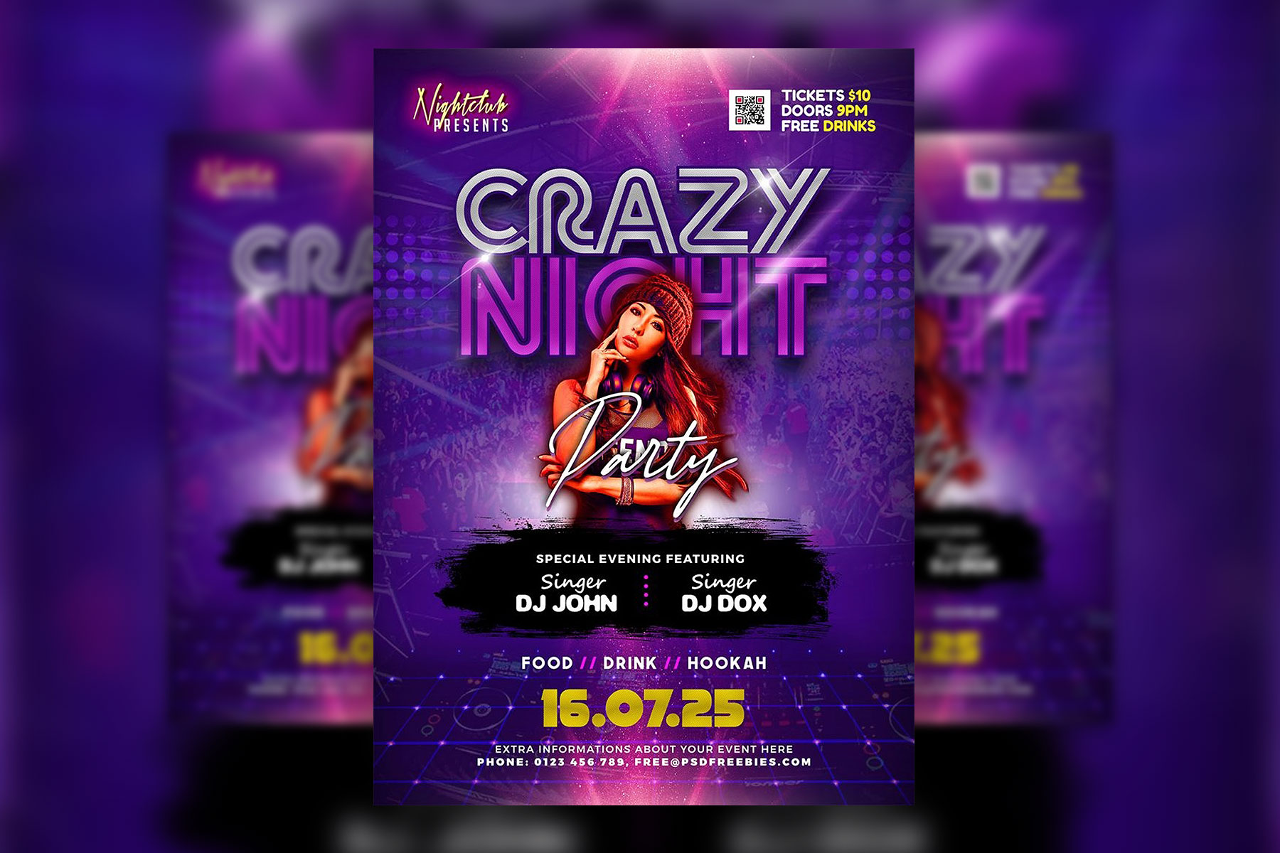 Glitter Purple Nightclub Party Flyer Template Free Download Resource Boy