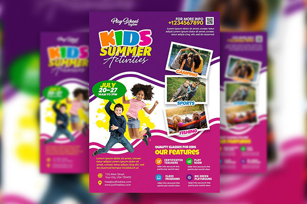 Infographic Colorful Kids Summer Camp Flyer Template FREE PSD