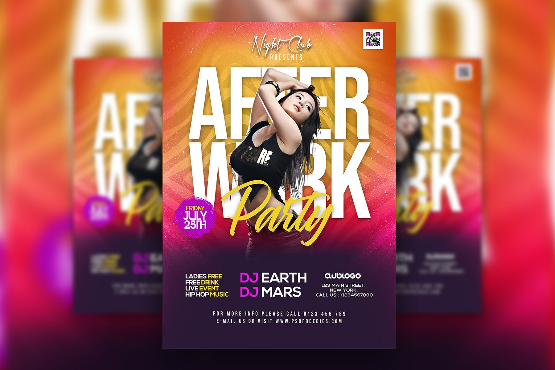 Premium PSD  After work friday night club party flyer template