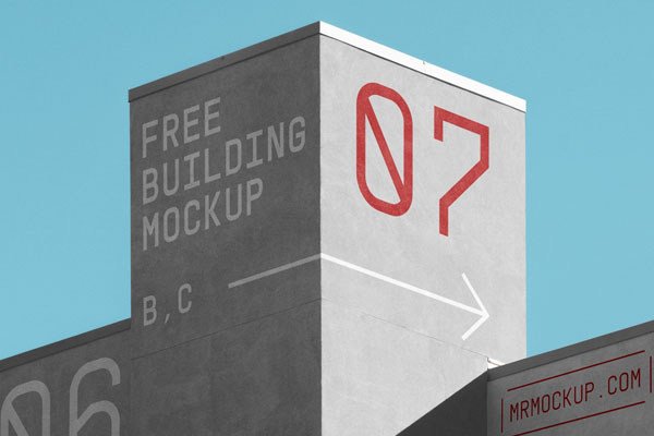 Perspective View of a Concrete Building Mockup Free Download | Resource Boy