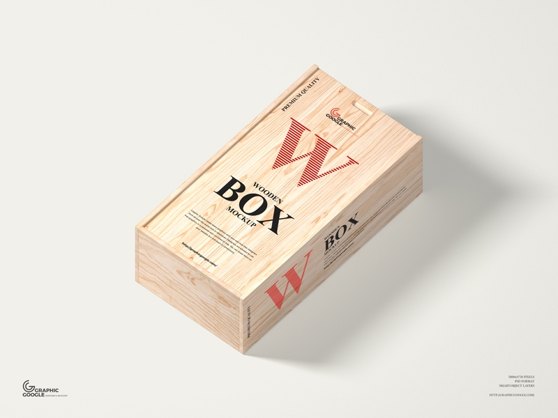 Top Side View of Wooden Box Mockup FREE PSD