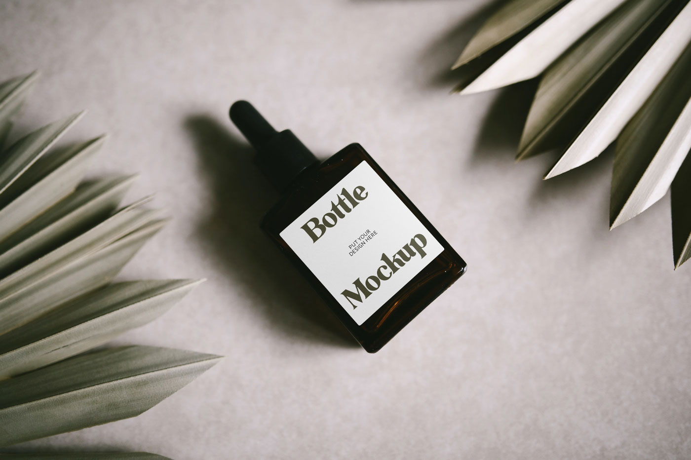 Top View of Square Label and Mini Bottle Mockup FREE PSD
