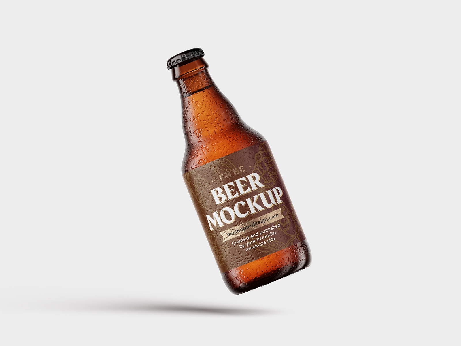 3 Mockups of Small Wet Beer Bottle FREE PSD