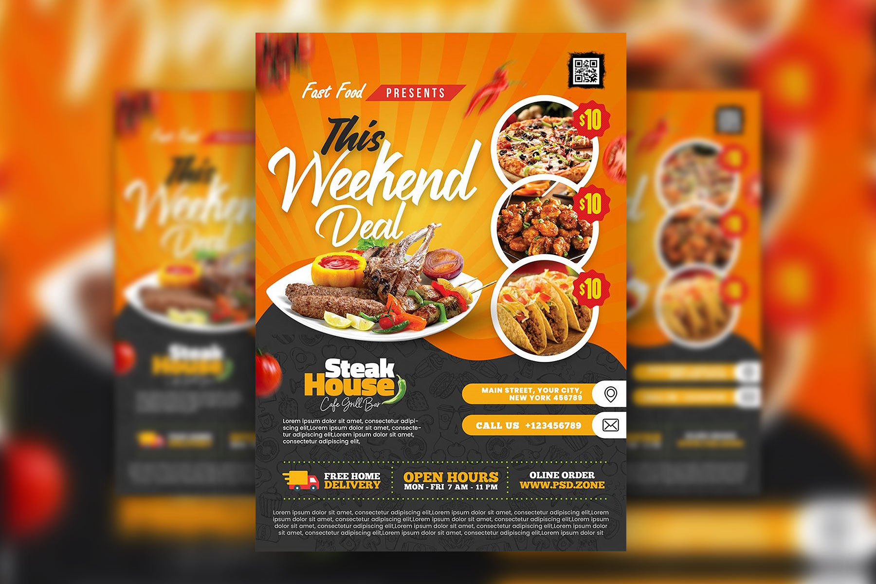 Classic Grids Restaurant Food Menu Flyer Template Free Download 