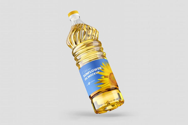 Front View of 3 Floating and Standing Oil Bottle Mockups FREE PSD