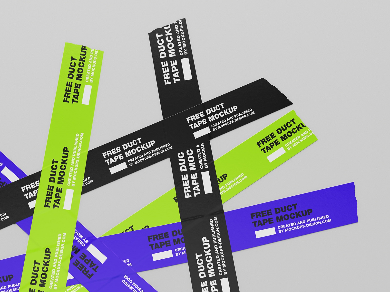Front View of 4 Opened Duct Tape Strips Mockups FREE PSD