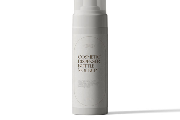 Front View of a Cosmetic Dispenser Bottle Mockup FREE PSD