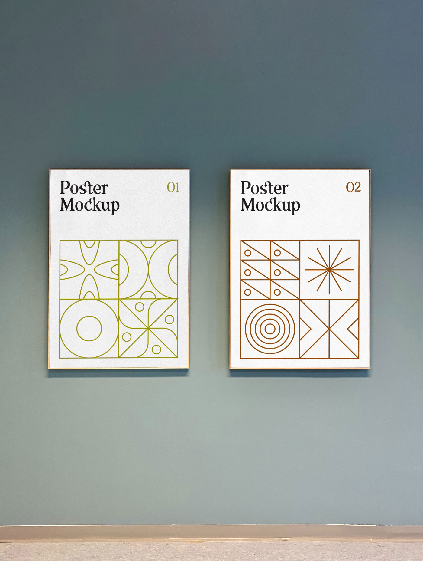 Front View of Double Vertical Posters Mockup FREE PSD