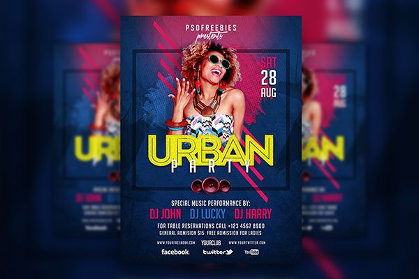 Modern Abstract Urban Party Flyer Template FREE PSD