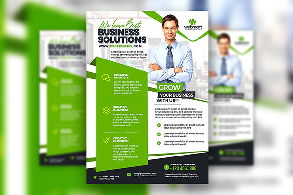 Neat Infographic White and Green Digital Business Marketing Flyer ...