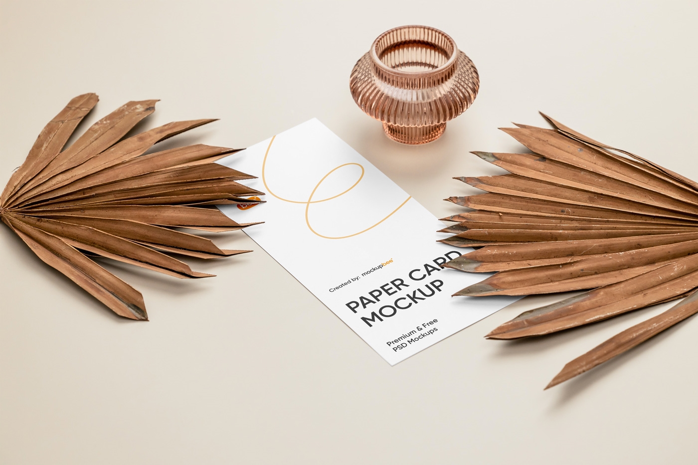Perspective View of a Minimalistic Paper Card Mockup FREE PSD