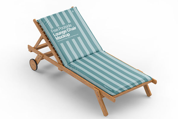 Poolside Lounger Mockup Featuring a Wooden Chair FREE PSD