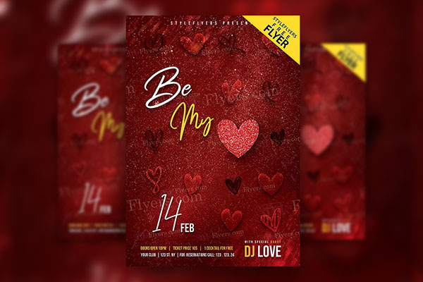 Red Glittery Valentine's Day Party Flyer Template Free Download ...