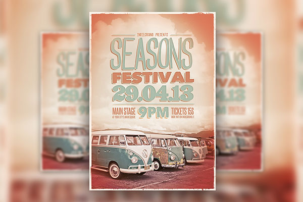 Retro Photo Season Festival Flyer Template FREE PSD