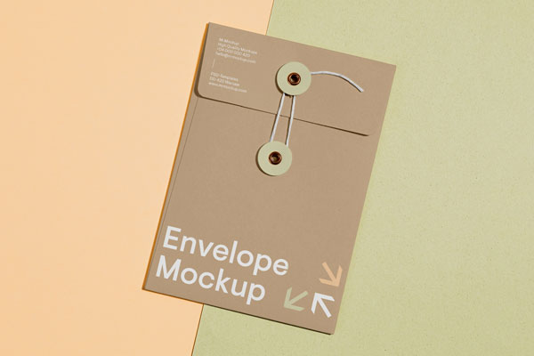Top View of a Thread and Pin Craft Envelope Mockup Free Download ...