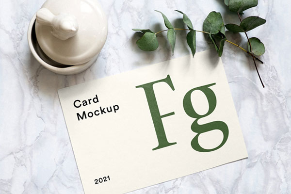 Top View of Paper Square Card Mockup on Marble FREE PSD