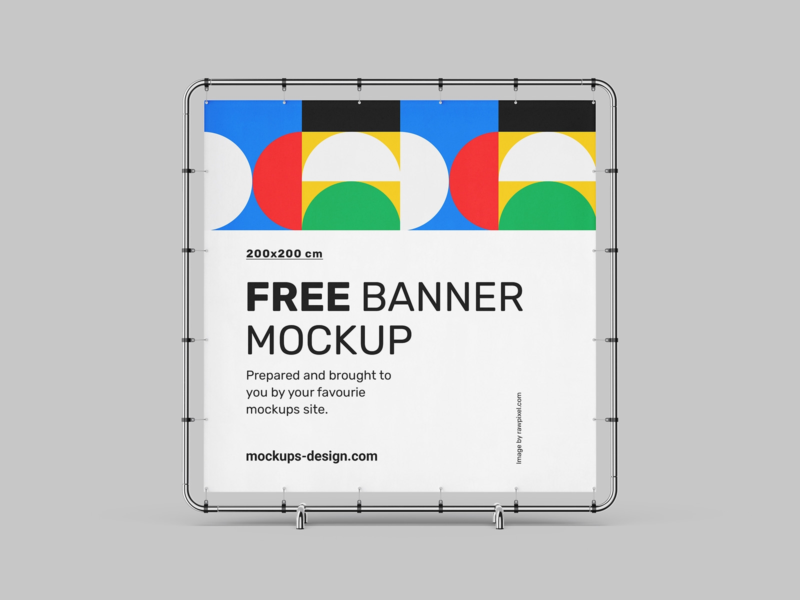 4 Mockups of Banner with Metallic Frame FREE PSD