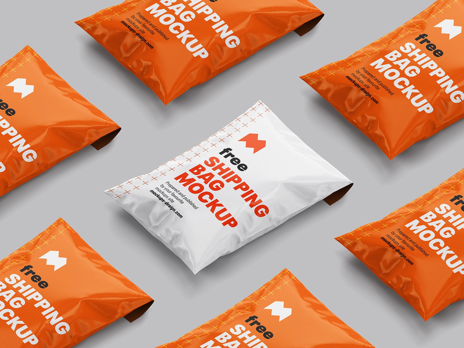 4 Mockups of Shipping Bag in Different Angles FREE PSD