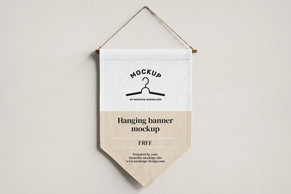 Front and Perspective View of 3 Hanging Banner Mockups FREE PSD
