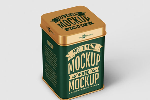 Front and Perspective View of 3 Tin Box Mockups FREE PSD