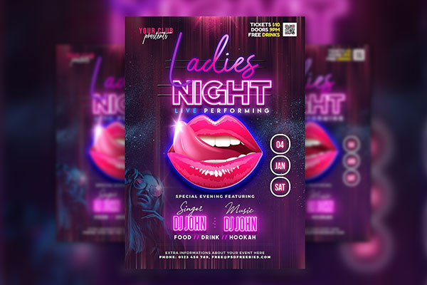 Galactic Neon Nightclub Party Flyer Template FREE PSD
