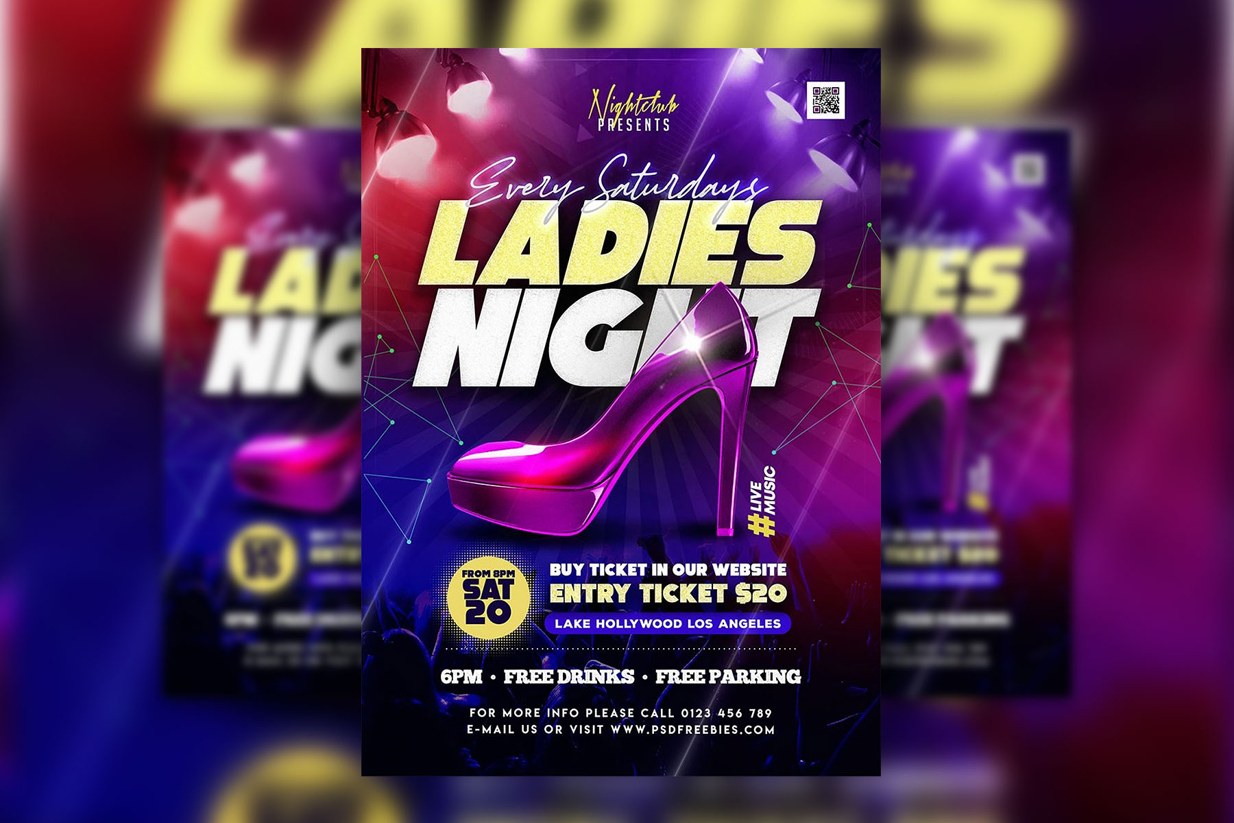 Geometric Glitter Ladies Night Party Flyer Template (FREE) - Resource Boy