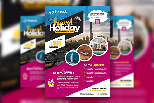 Infographic Geometric Travel Agency Flyer Template FREE PSD