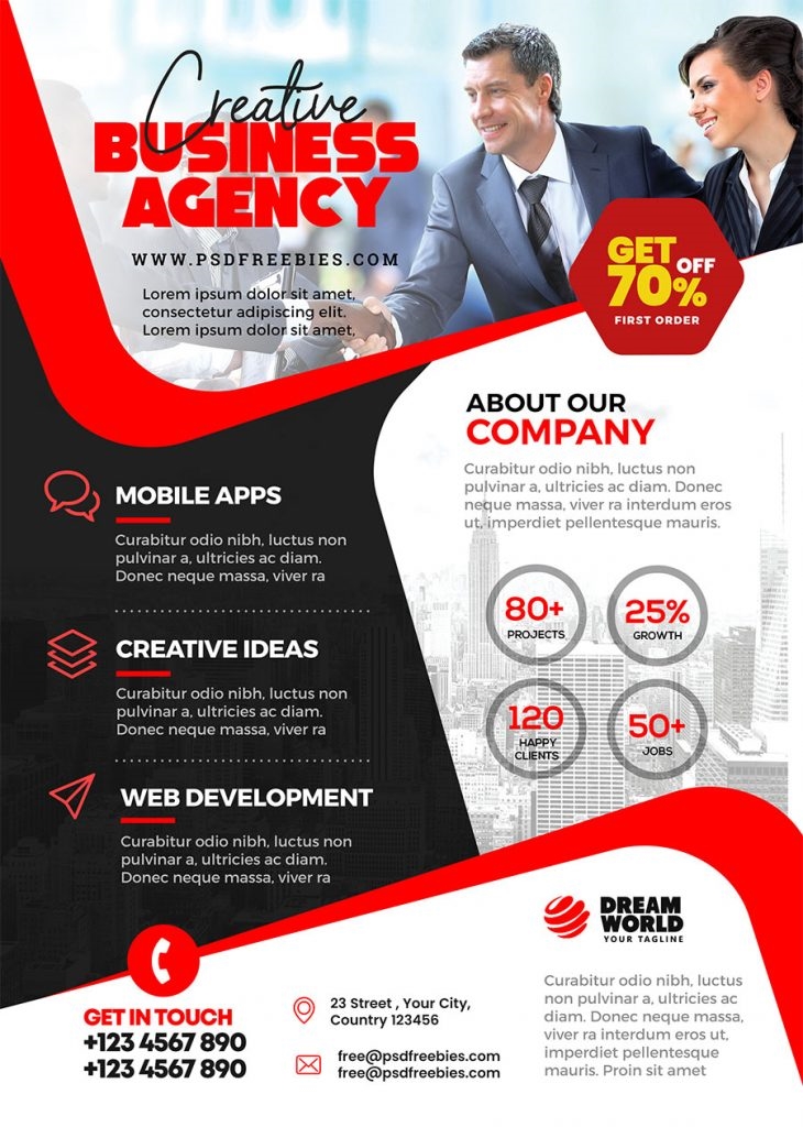 Infographic Urban Professional Marketing Company Flyer Template FREE PSD