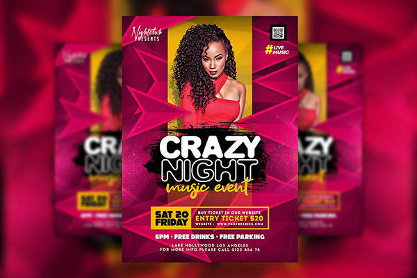 Modern Geometric Nightclub Party Flyer Template FREE PSD