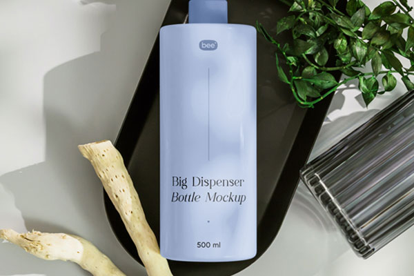 Top View of Chic Big Dispenser Bottle Mockup FREE PSD