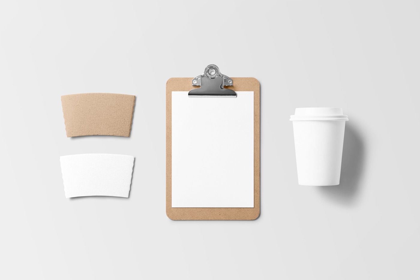 Top View of Coffee Cup Branding Mockup with Menu FREE PSD