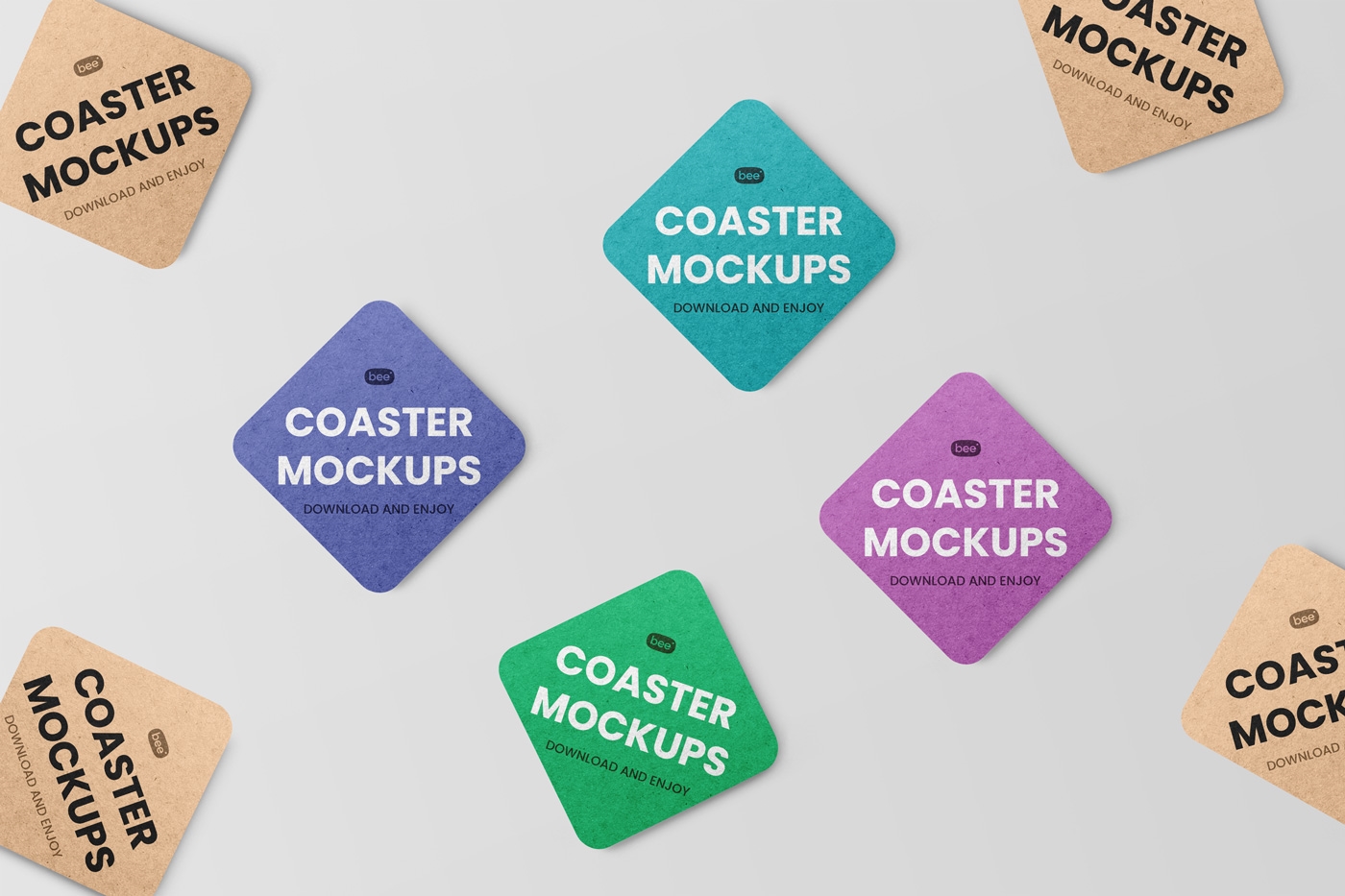 Top View of Grid Coaster Mockups FREE PSD