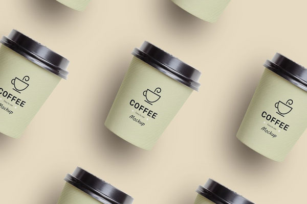 Two Floating Disposable Coffee Cups Mockup (FREE) - Resource Boy