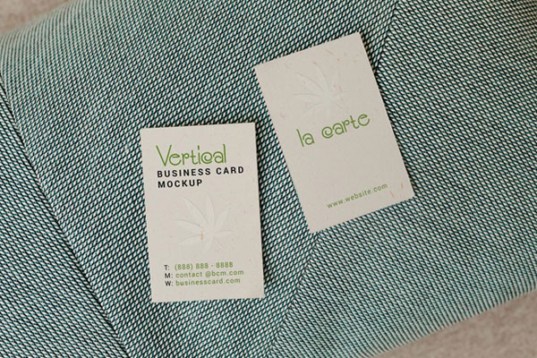 Top View of Two Vertical Business Cards Mockup FREE PSD