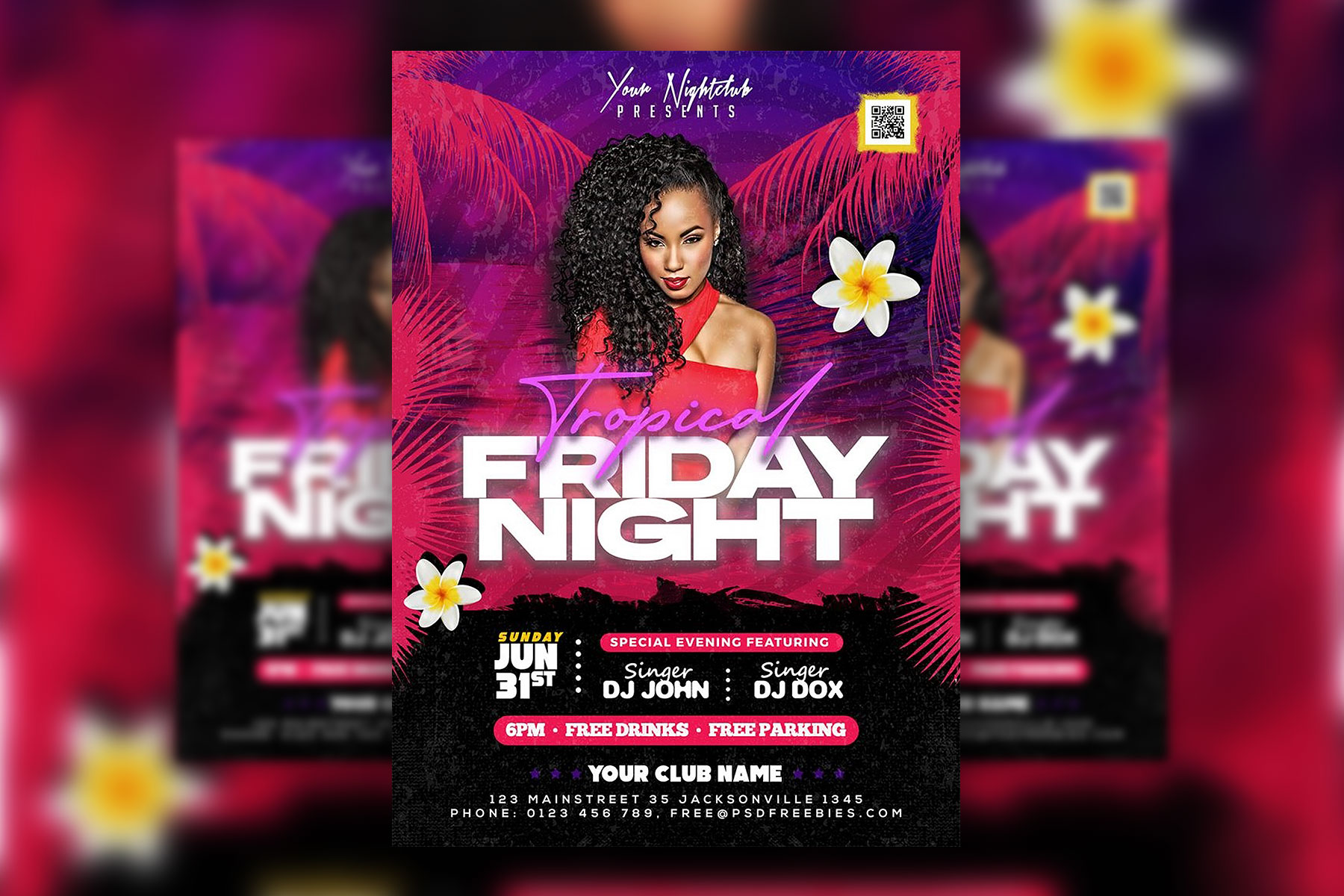 Blue Modern Tropical Friday Night Club Party Flyer - Venngage