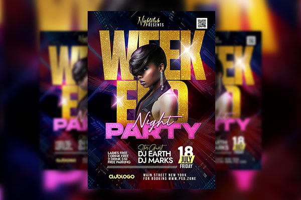 Urban Glitter Weekend Night Party Flyer Template FREE PSD