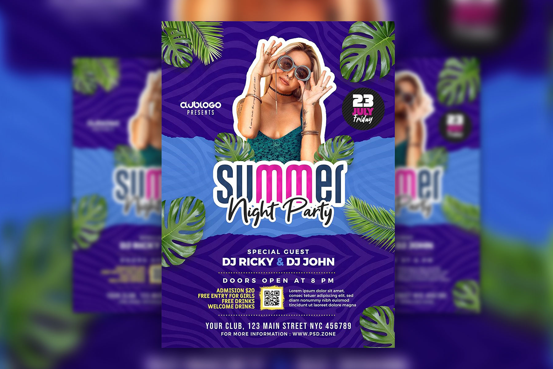 Waves Tropical Summer Party Flyer Template Free Download | Resource Boy