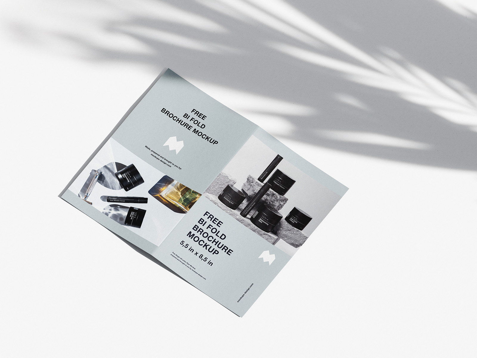 3 Bifold Brochure Mockups from the Top View with Extended Shadows FREE PSD