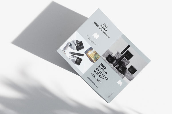 3 Bifold Brochure Mockups from the Top View with Extended Shadows FREE PSD