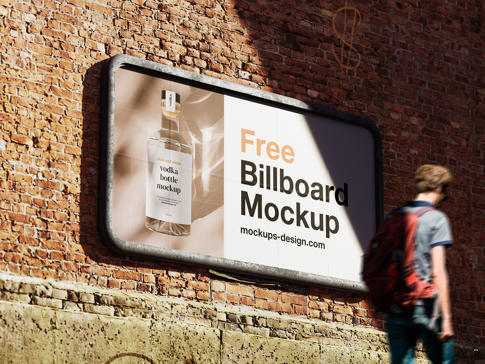 3 Mockups of Horizontal Street Billboard on Brick Wall FREE PSD