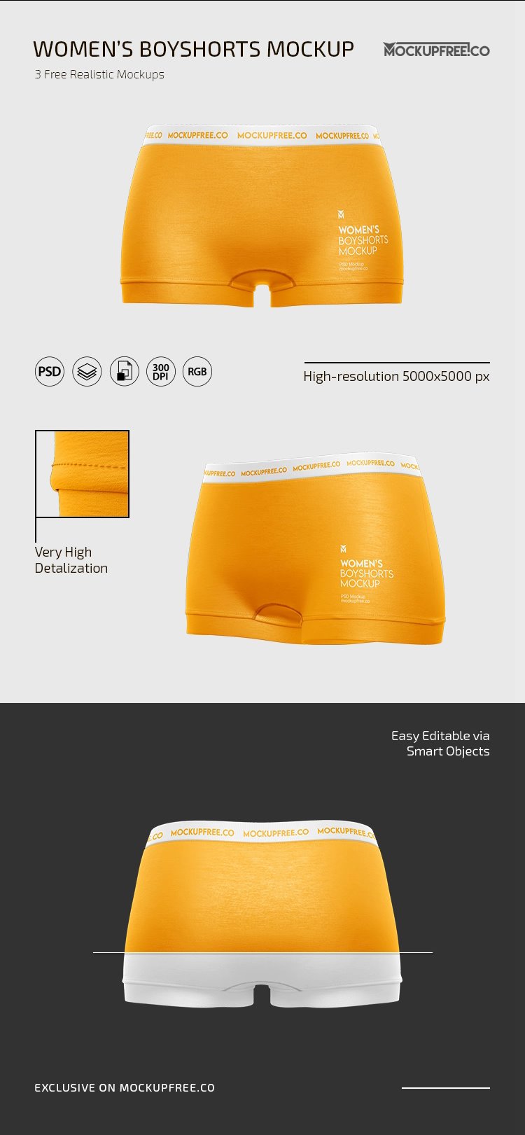 Editable women's underwear mockup psd