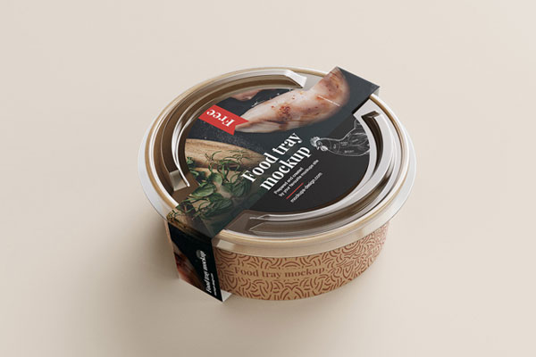 3 Packaging Mockups of Round Food Tray in Various Views FREE PSD