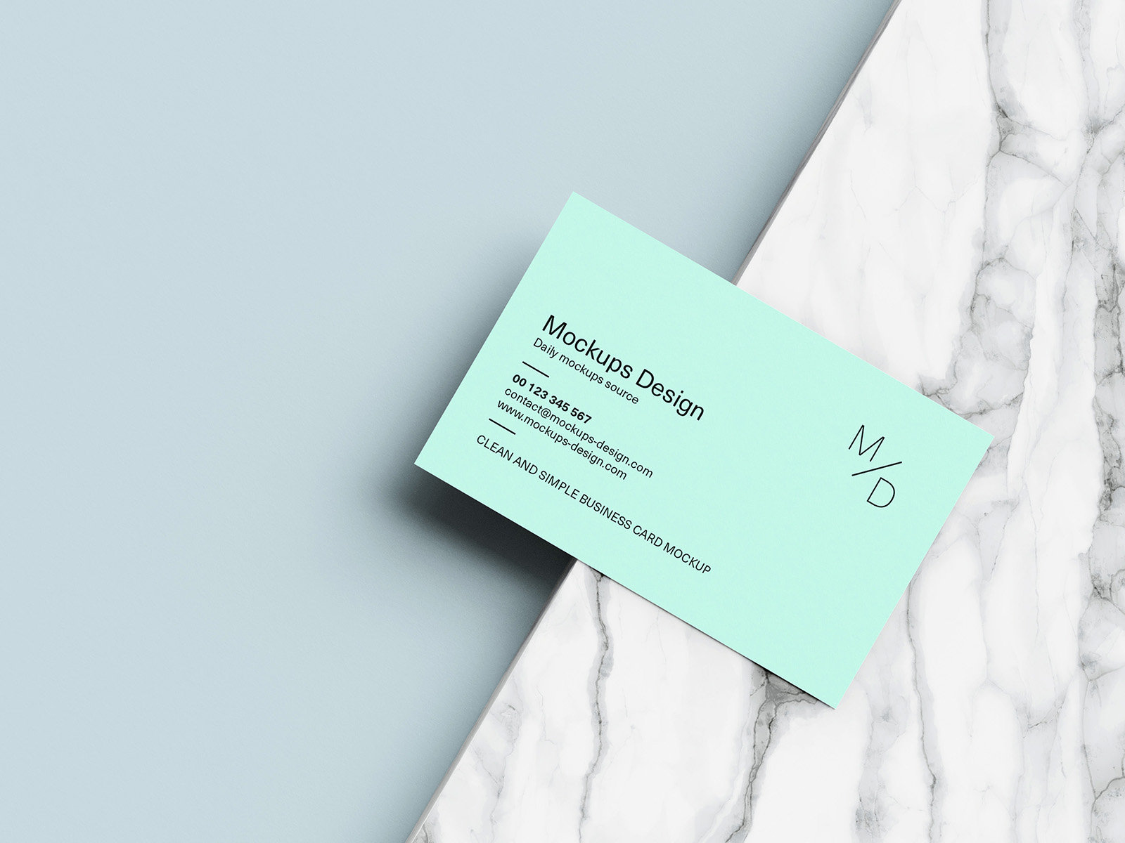 4 Mockups of Neat Business Card on Marble FREE PSD