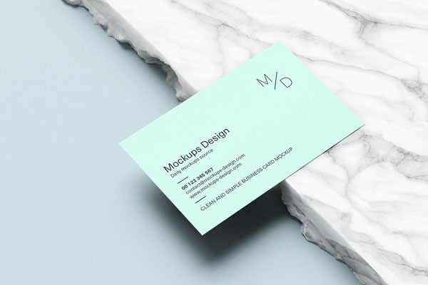 4 Mockups of Neat Business Card on Marble FREE PSD